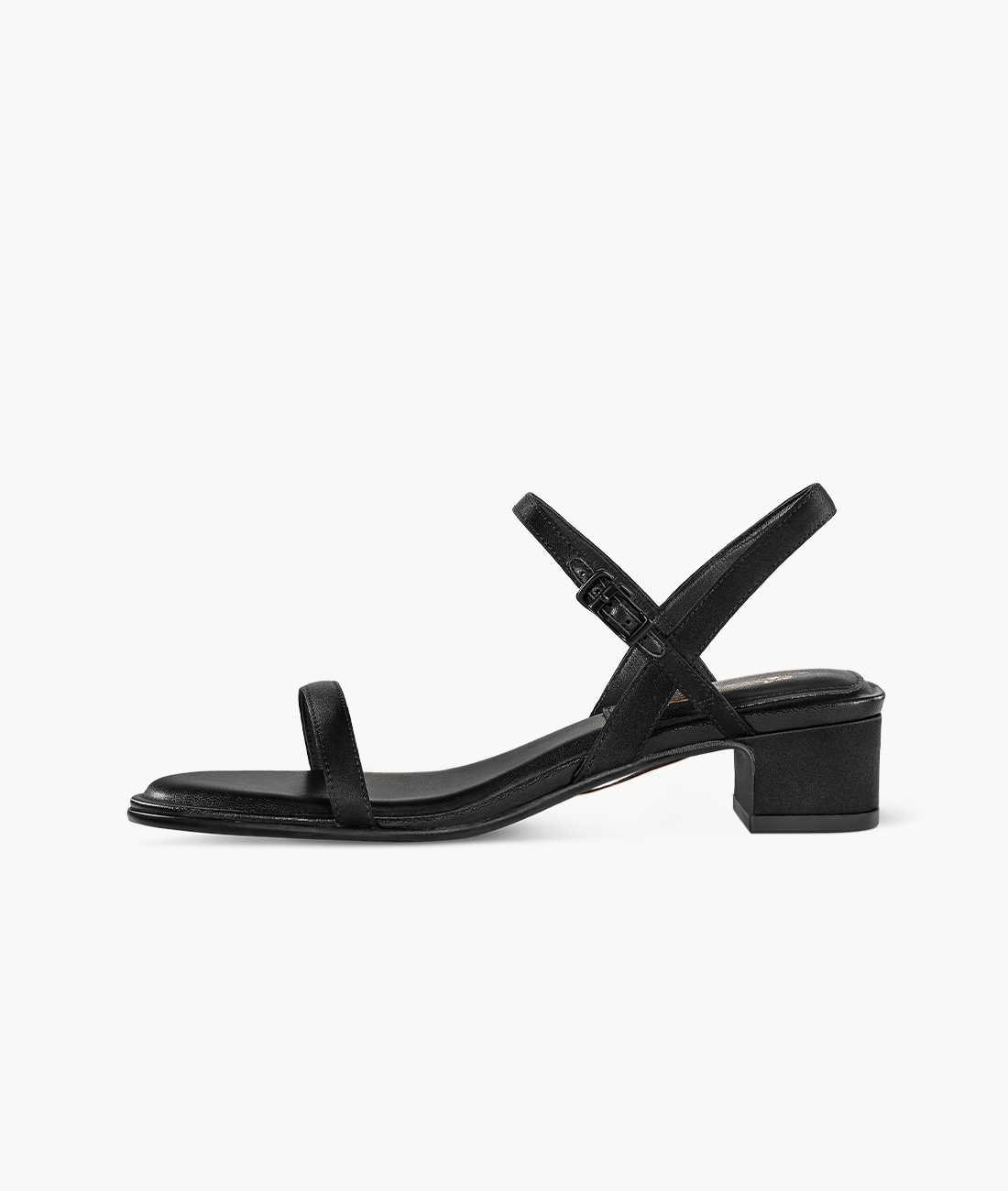 7or9 Black Swan Comfort Sofa Series Silk Upper Black Sandals for Women with 35mm/1.38" Block Heel