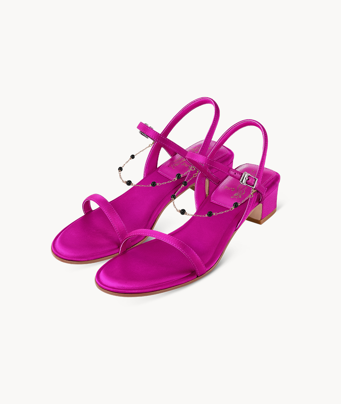 7or9 DIY Acessories for Shoes Black Bead Swing Chain Made of Copper&Glass bead for Slingbacks, Pumps