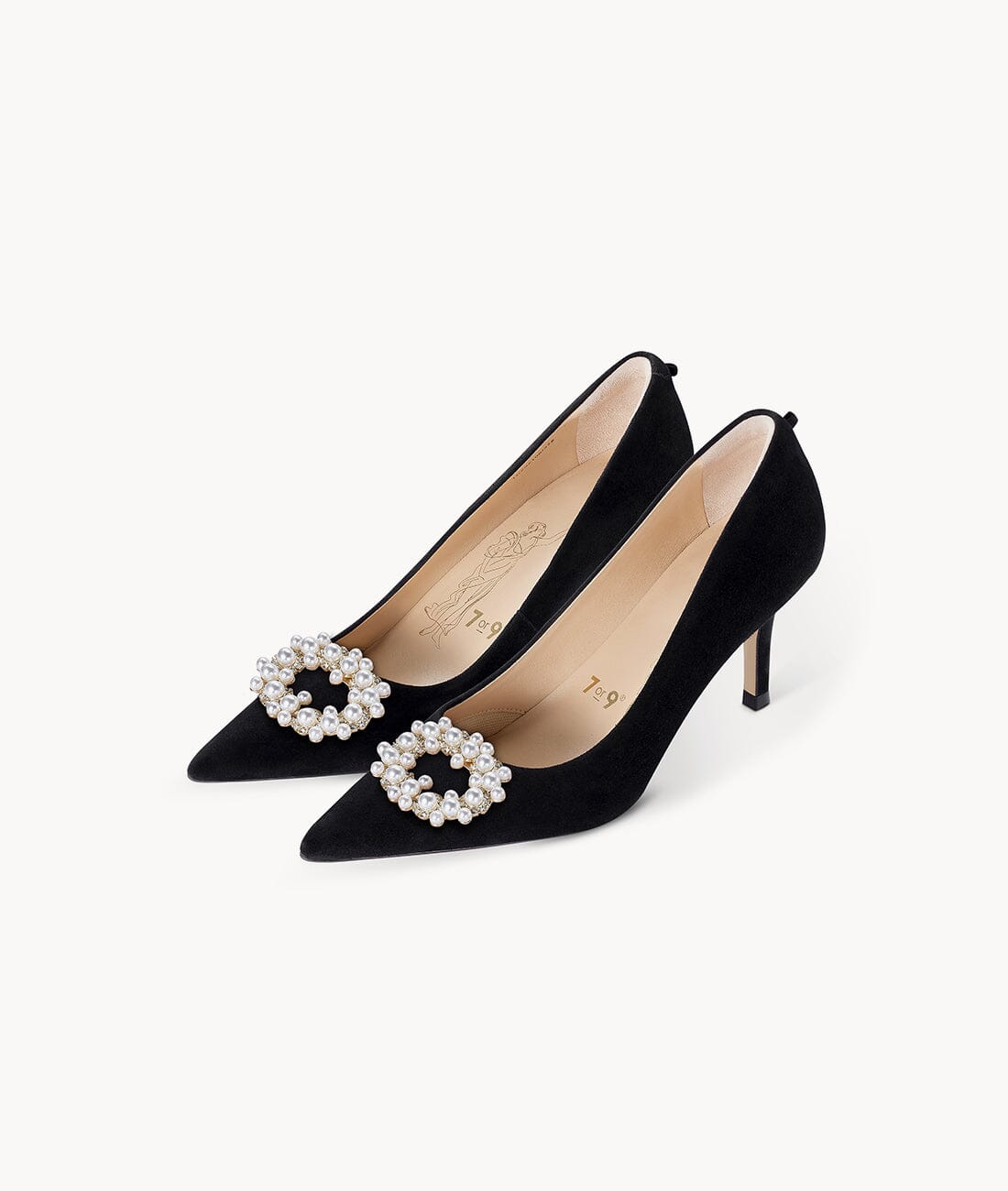 shoes jewlery Gold Pearl Buckle 7or9