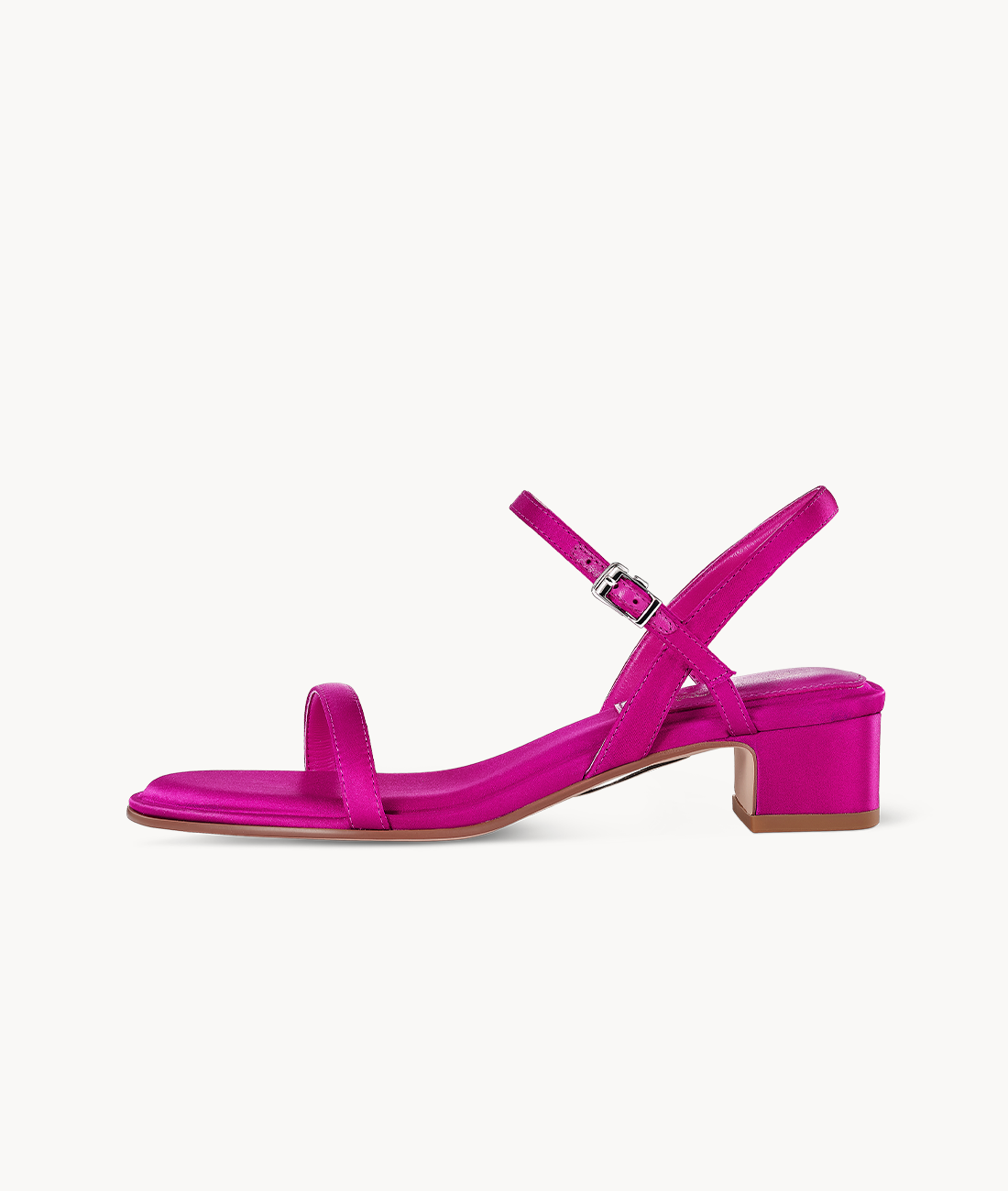 7or9 Pink Floyd Rose Comfort Sofa Series Silk Upper Rose Red Sandals for Women with 35mm/1.38" Block Heel
