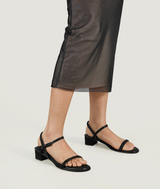 7or9 Black Swan Comfort Sofa Series Silk Upper Black Sandals for Women with 35mm/1.38