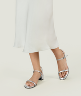 7or9 Lunaria Rediviva Comfort Sofa Series Lambskin Upper Silver Sandals for Women with 35mm/1.38