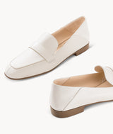 White close toed square toe loafers