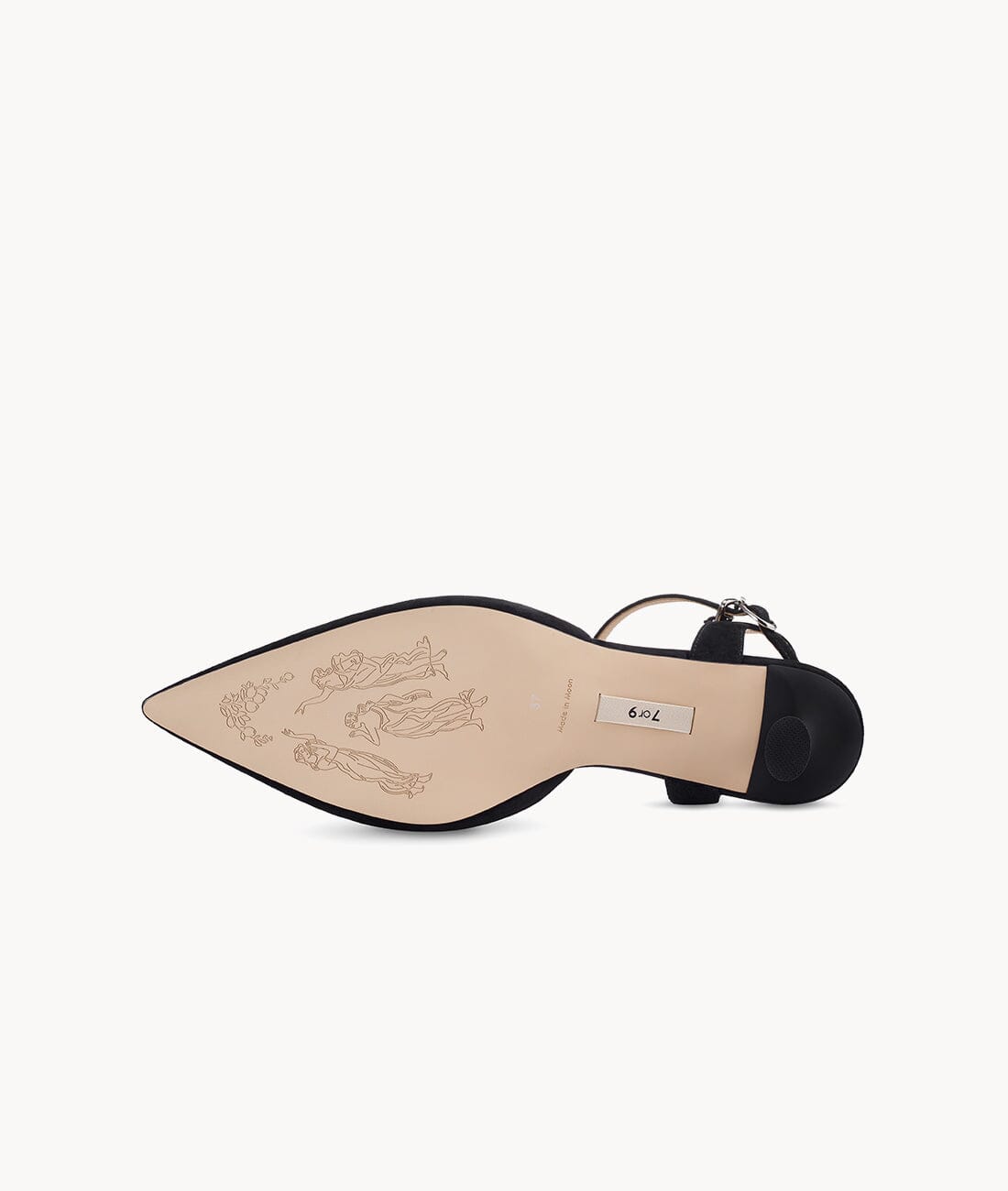 7or9 Japan - Black Crepe Myrtle Slingback - スリングバック
