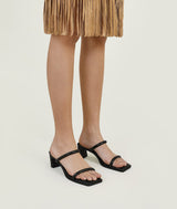 7or9 5cm Black Sofas one-strap Sandals -Black calla lily 7or9