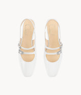 Epiphyllum Mary Jane-Square-toe white Slingback Flat with 25mm heel