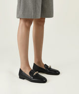 Black Choc Bread Loafers 7or9 Black 5.0 With TWIST CHAIN FRONT BUCKLES