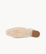 Silver Moon Mary Jane-Square-toe Silver Slingback Flat with 25mm heel