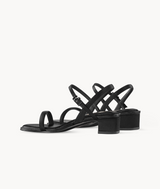 7or9 Black Swan Comfort Sofa Series Silk Upper Black Sandals for Women with 35mm/1.38