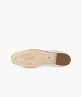 Almond Croissant Square-toe Creamy White suede Mattress Flat Loafers with 18mm heel