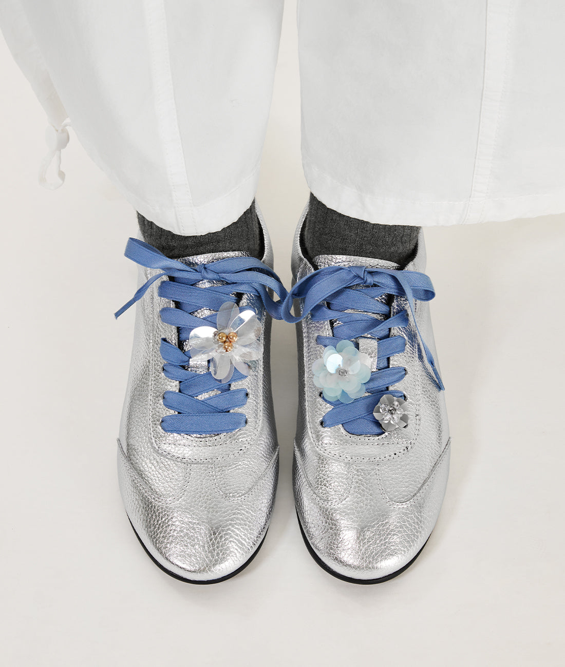 7or9 Japan - Sequin Flower Buckle - Blue - バックル
